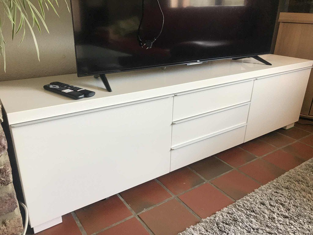 table basse de salon et meuble TV blanc et moderne, Enlèvement