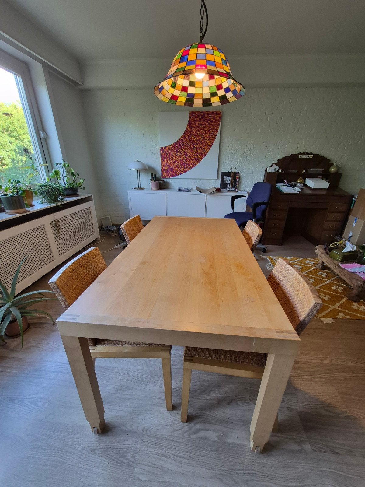 Handige tafel (uitschuifbaar) met 4 stoelen, Huis en Inrichting, Tafels | Eettafels, Ophalen