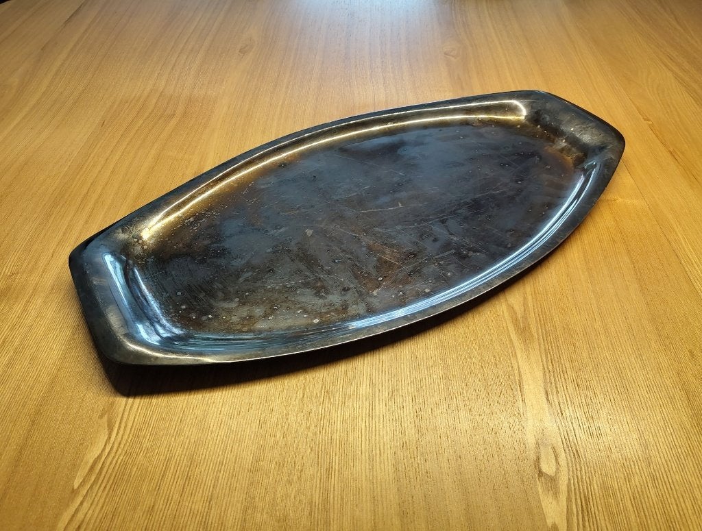 Grand plat de service Wiskemann en métal argenté 55 cm, Antiquités & Art, Enlèvement ou Envoi, Argent