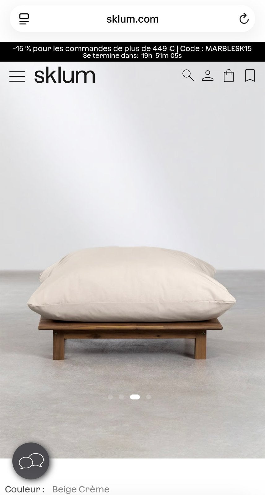 Pouf extérieur SKLUM Brina en acacia – neuf, encore emballé, Enlèvement, Comme neuf