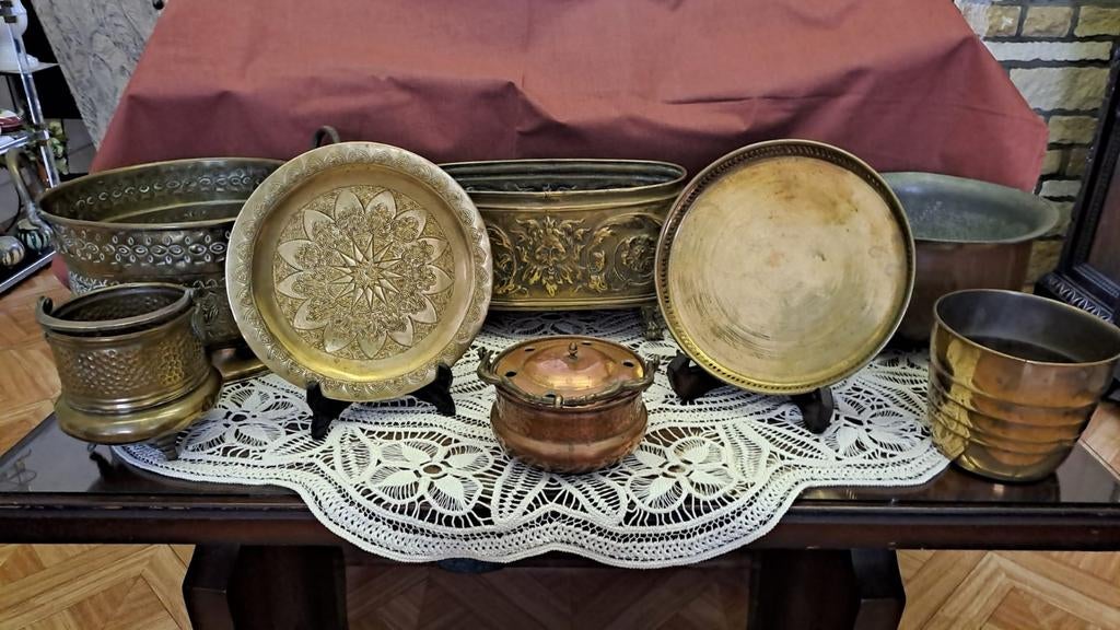 Lot de plats en cuivre., Enlèvement
