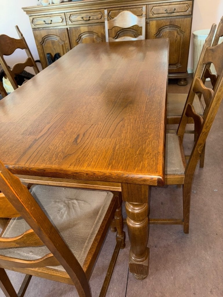 Table à manger +6 chaises, Enlèvement, Comme neuf, Chêne