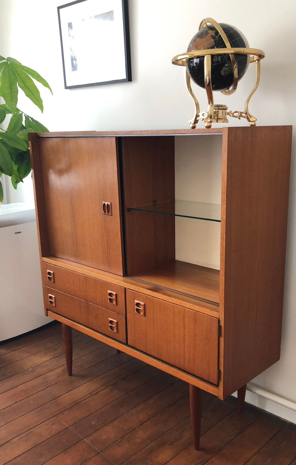 Vintage houten kast / dressoir – retro mid-century stijl, Ophalen, Gebruikt, 100 tot 150 cm, Minder dan 150 cm