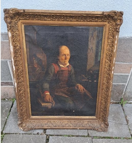 huile sur toile homme signe h i becquel 1890, Enlèvement, Toile