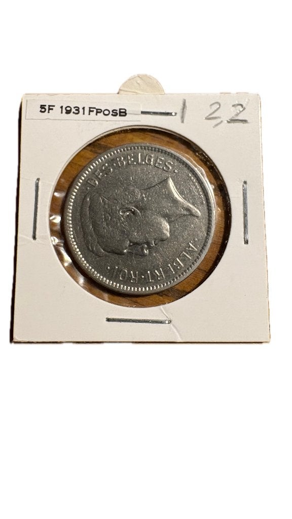 ALBERT I: 5 FRANC 1 BELGA 1931F Positie B (1), Postzegels en Munten, Ophalen of Verzenden