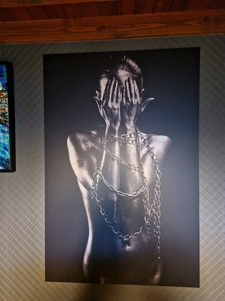 Coba Art “ Hide and Chained “, Antiquités & Art, 180 cm, Fait main, Noir, Tableau/impression