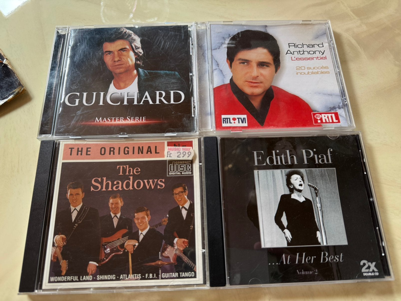 Lot de 4 cd piaf shadows guichard richard Anthony, Enlèvement, Comme neuf