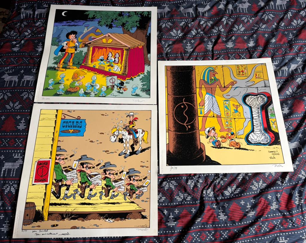Sérigraphies signées- hommage tintin et cigares du pharaon, Enlèvement
