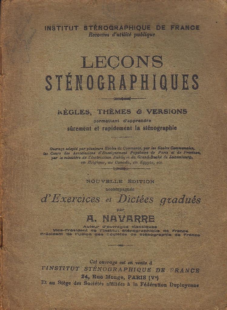 1915 - Albert NAVARRE - Leçons sténographiques, Envoi, Utilisé, Ne s'applique pas, Albert NAVARRE