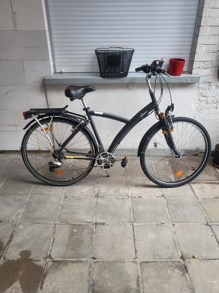 Vélo VTC B'TWIN Original Femme – Noir – Avec panier l, Enlèvement, Utilisé, Autres marques, Vitesses