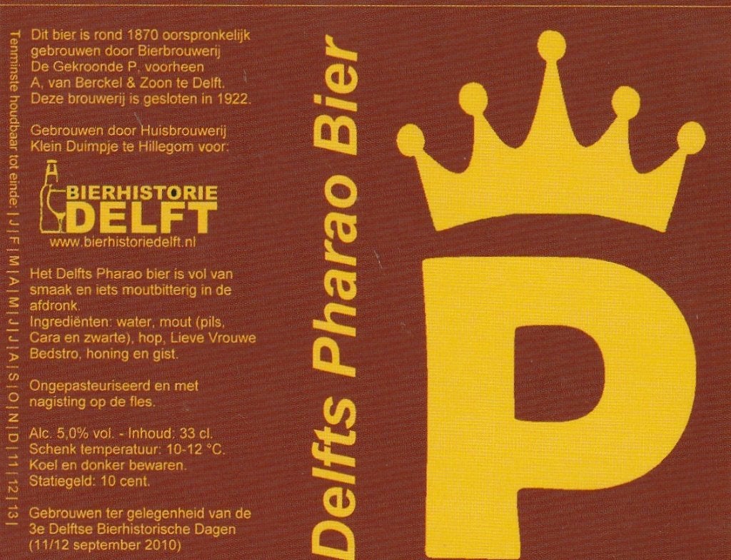 Bieretiket Nederland Delfts Pharao bier, Verzamelen, Verzenden, Nieuw, Overige typen, Overige merken