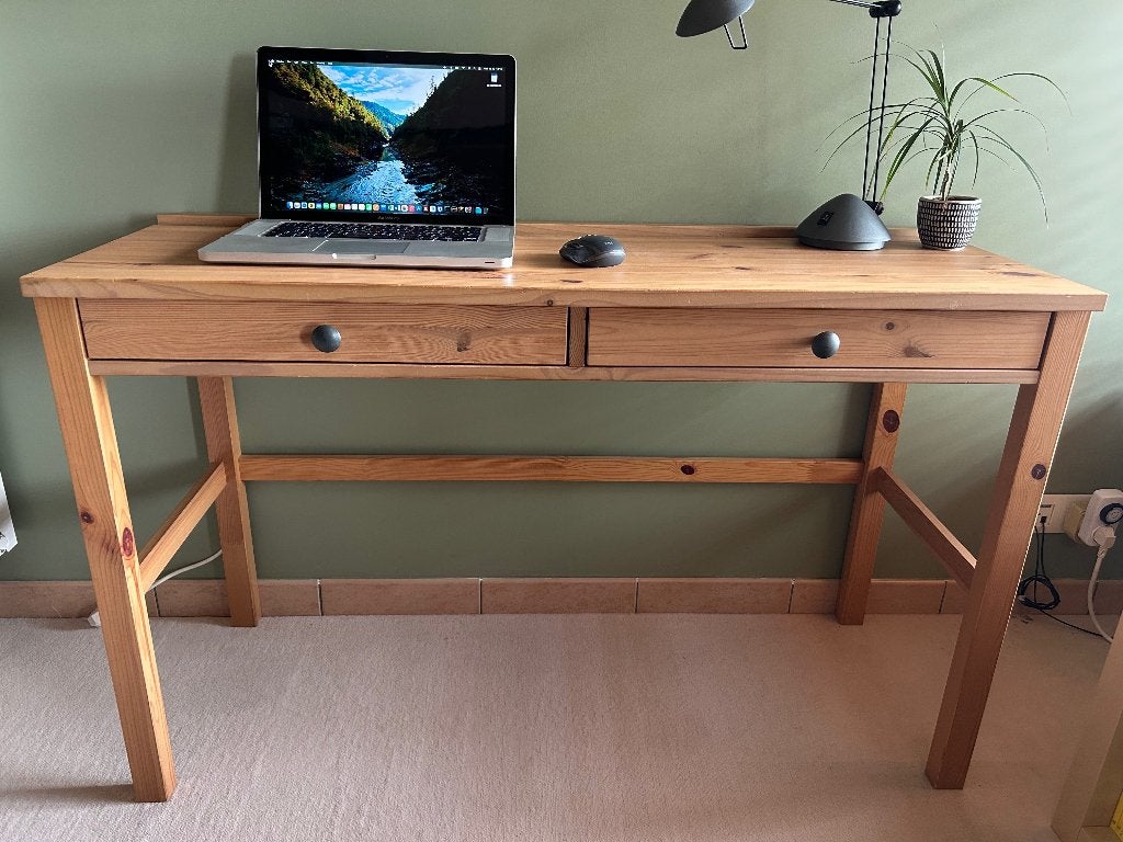 Ikea HEMNES Bureau informatique 2 tiroirs 120 x 47 cm (Pin), Informatique, 70 à 120 cm, 70 à 120 cm, Enlèvement