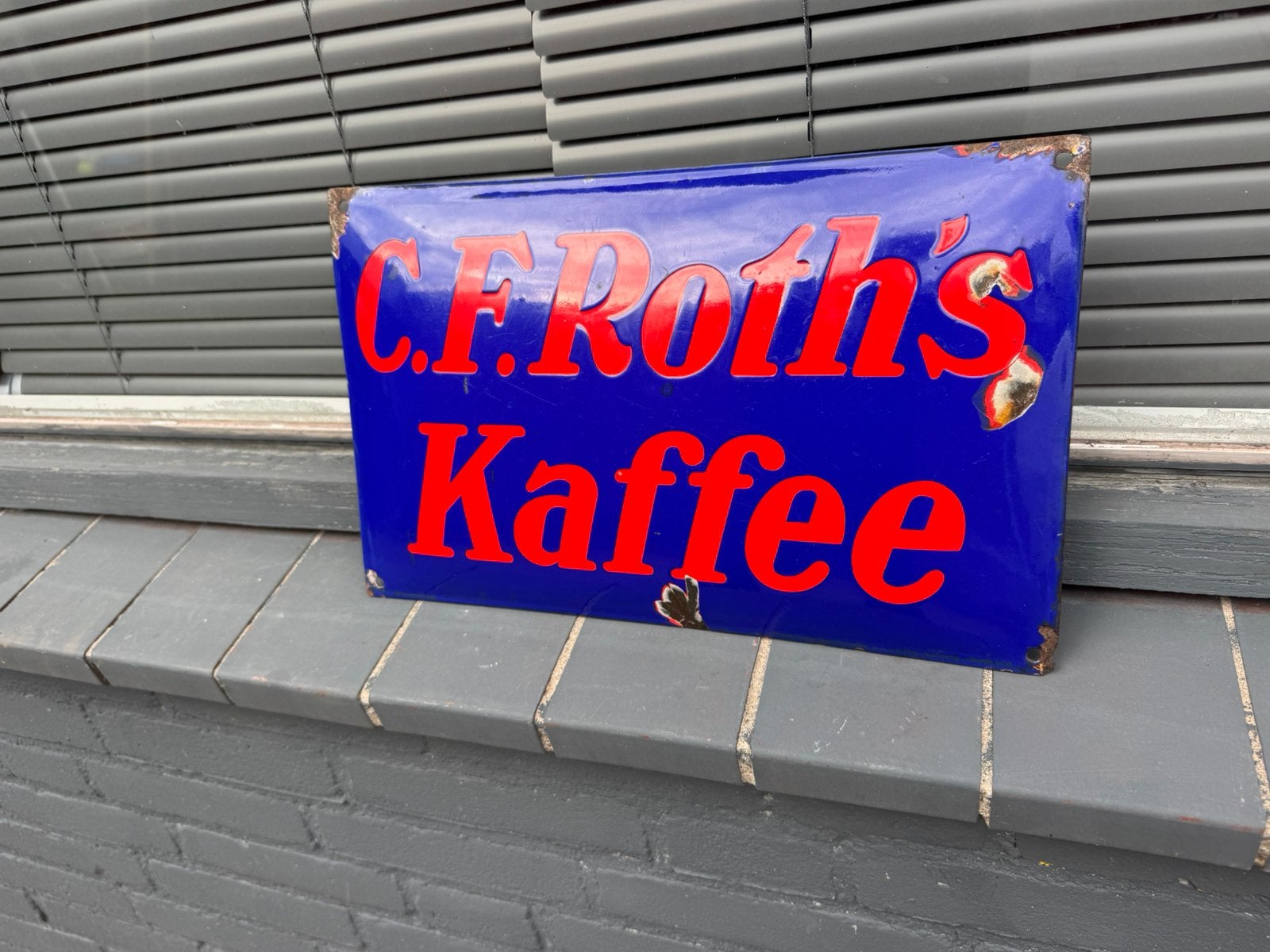 C.F. Roth’s koffie emaille reclamebord, Ophalen of Verzenden