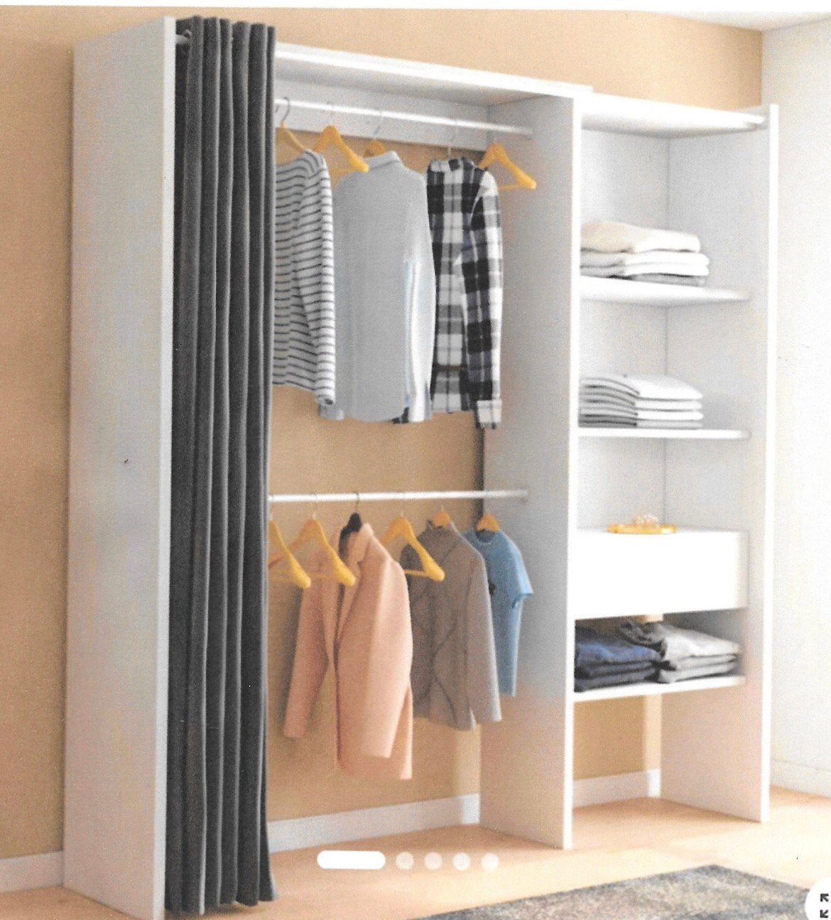 Nieuwe Witte verstelbare kledingkast MARTY, Huis en Inrichting, Kasten | Kleerkasten, Ophalen, Overige materialen, Met lade(s)