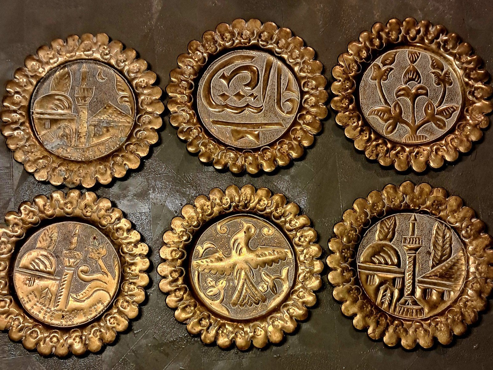 Lot de 6 sous‑verres à thé – Sarajevo 1957, Sous-verre, Enlèvement, Utilisé, Fait à la main