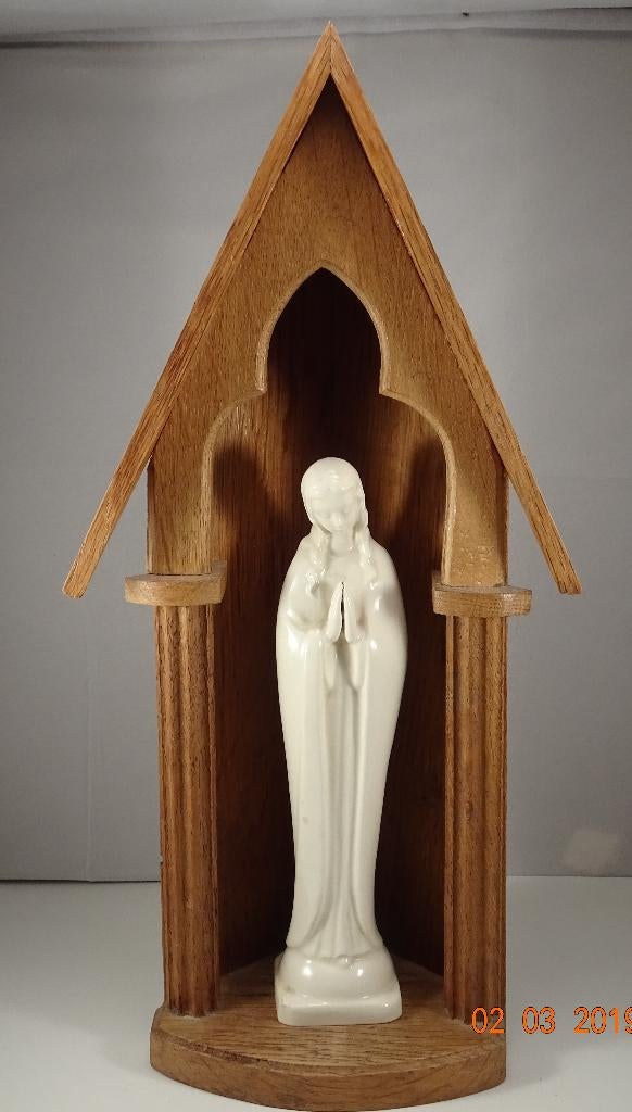 NICHE DE COIN EN CHENE AVEC VIERGE, Ophalen of Verzenden