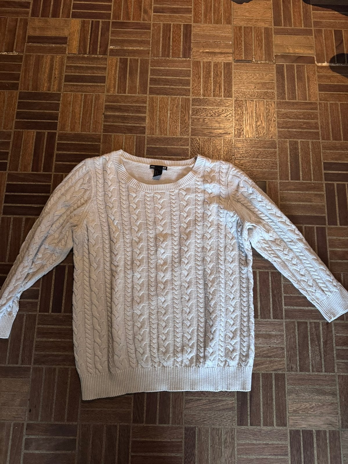 H&M Basic kabeltrui – beige/crème – maat M, Kleding | Dames, Truien en Vesten, Ophalen, Gedragen, Maat 38/40 (M), Beige