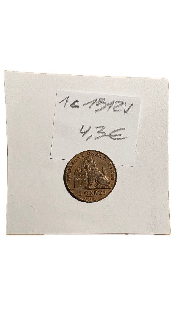ALBERT I: 1 CENT 1912V (3), Postzegels en Munten, Ophalen of Verzenden