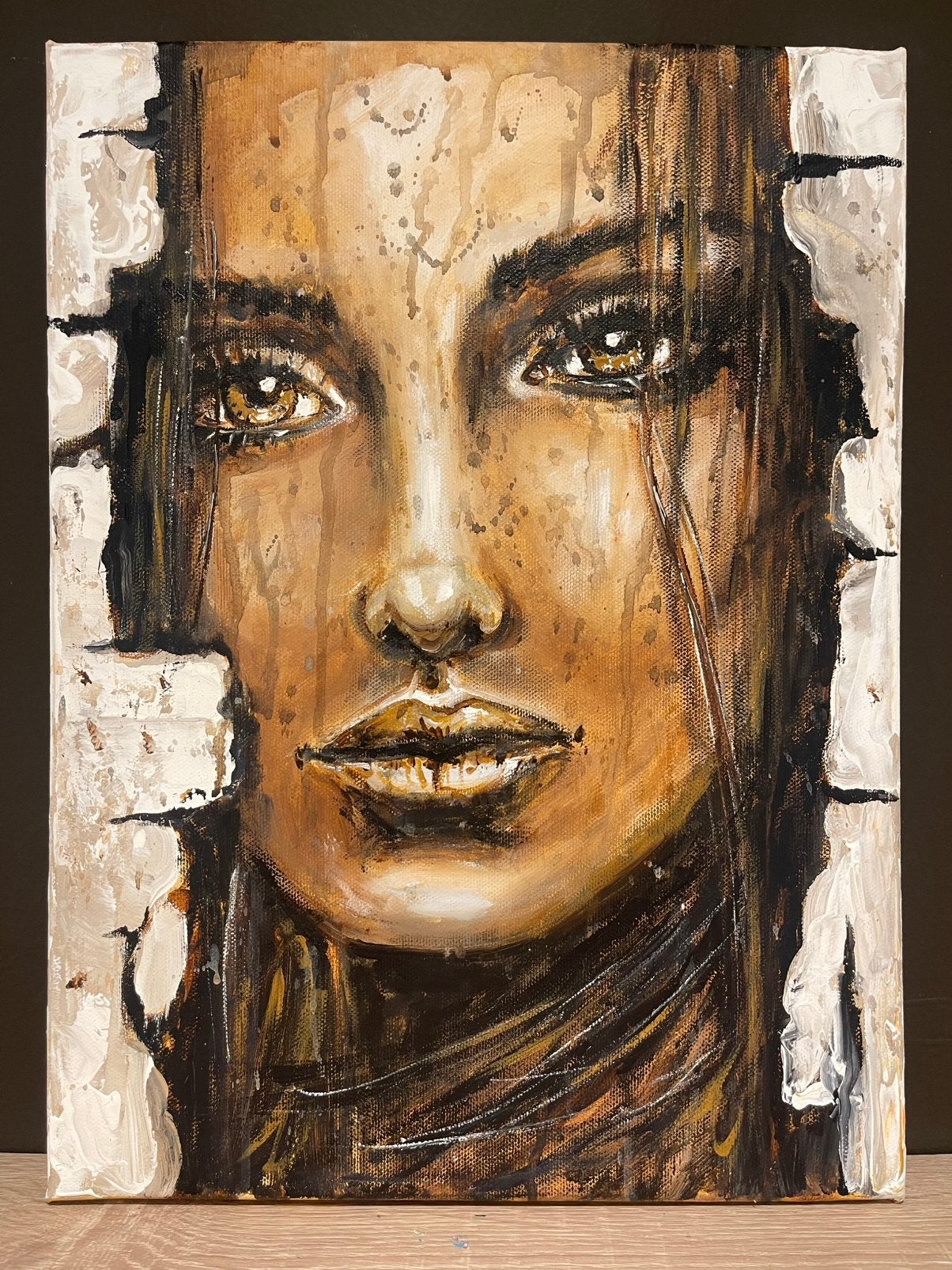 Origineel modern schilderij door Mk Art, Antiek en Kunst, Ophalen of Verzenden, Handgeschilderd, Portret