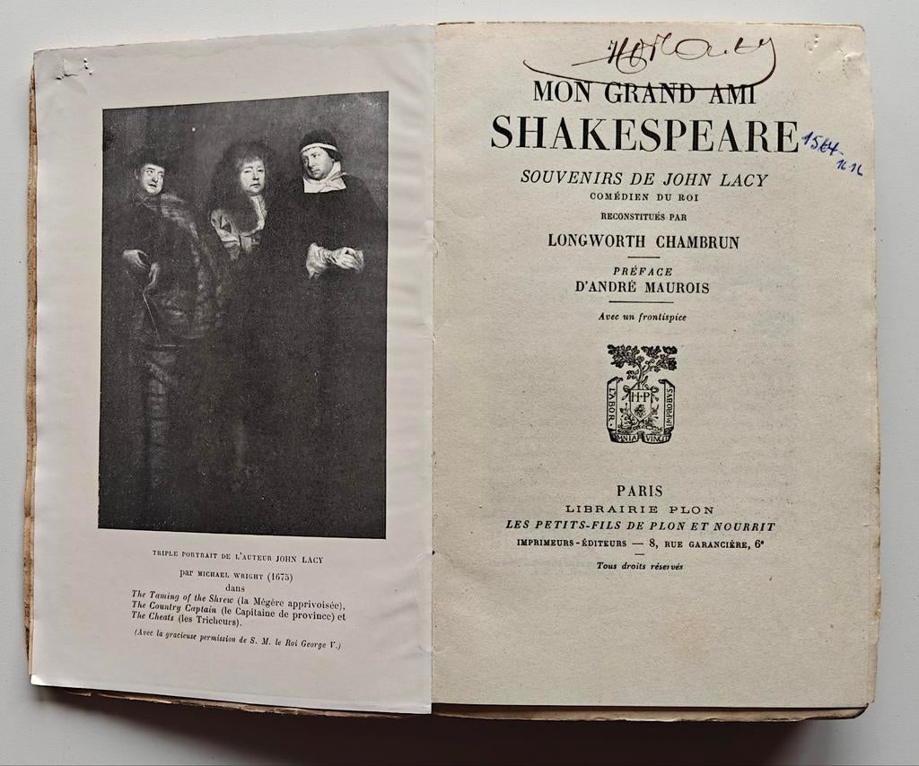 Mon grand ami Shakespeare / 1935., Ophalen of Verzenden
