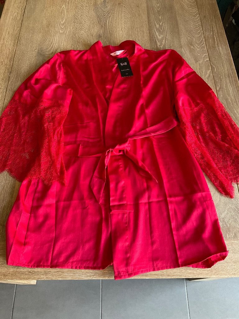 Rode kimono Hunkemöller, maat XL/XXL, Hunkemöller, Enlèvement ou Envoi, Rouge, Peignoir
