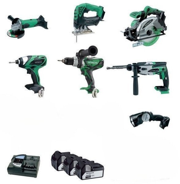 Hitachi 3X 18V 5ah pack 7 outils électroportatifs, Bricolage & Construction, Outillage | Outillage à main, Enlèvement, Utilisé
