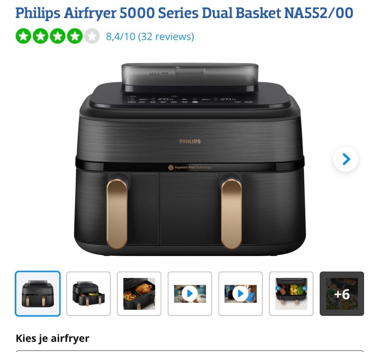 Philips Airfryer 5000 Series Dual Basket NA552/00, Electroménager, Friteuses à air, Comme neuf, Friteuse à air, Enlèvement