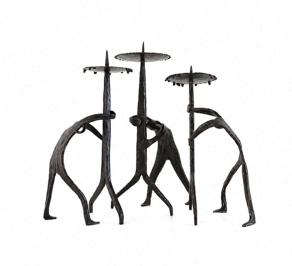 Grote zware Brutalist Candlesticks 70s - Vintage kandelaars, Ophalen of Verzenden
