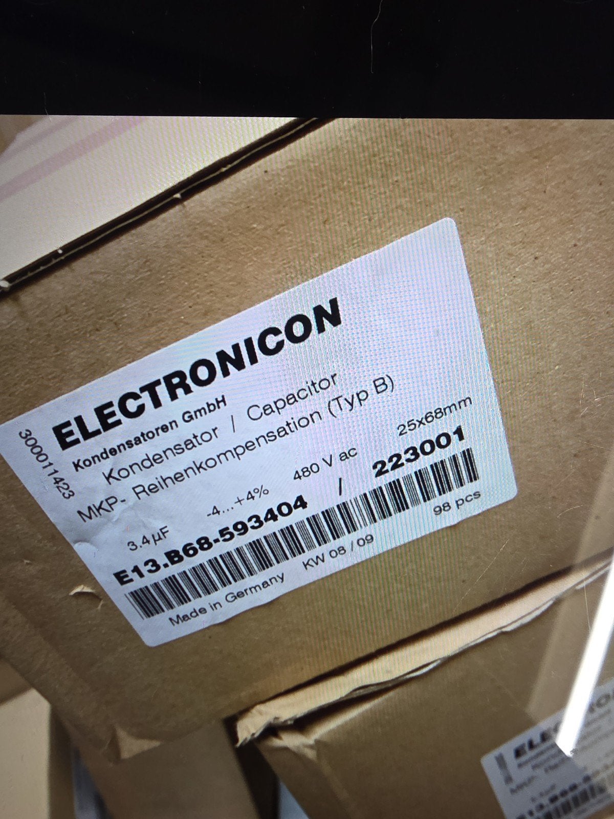 Lot 686 ELECTRONICON 3.4µF 480V condensatoren - NIEUW (7 aut, Ophalen
