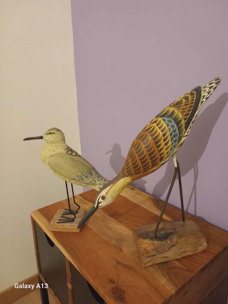 Oiseaux bois décoratifs (lot de 2), Enlèvement, Bois, Sculpture sur bois, Oiseau