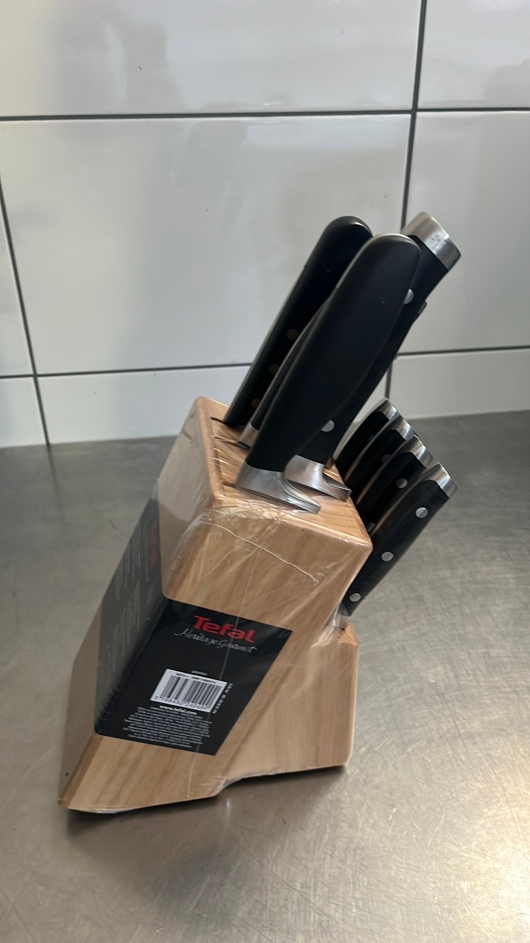 Volledige tefal messenset, blok nooit gebruikt, Ophalen, Zo goed als nieuw