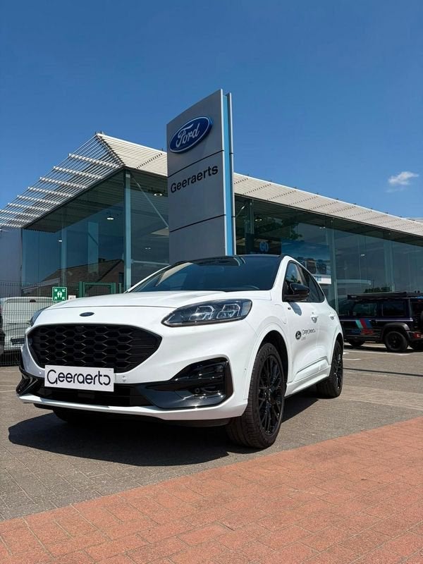 Ford Kuga ST-Line X 2.5i PHEV 225pk/165kW - Auto, Auto's, Ford, Gebruikt, Zwart, Leder en Stof, Wit