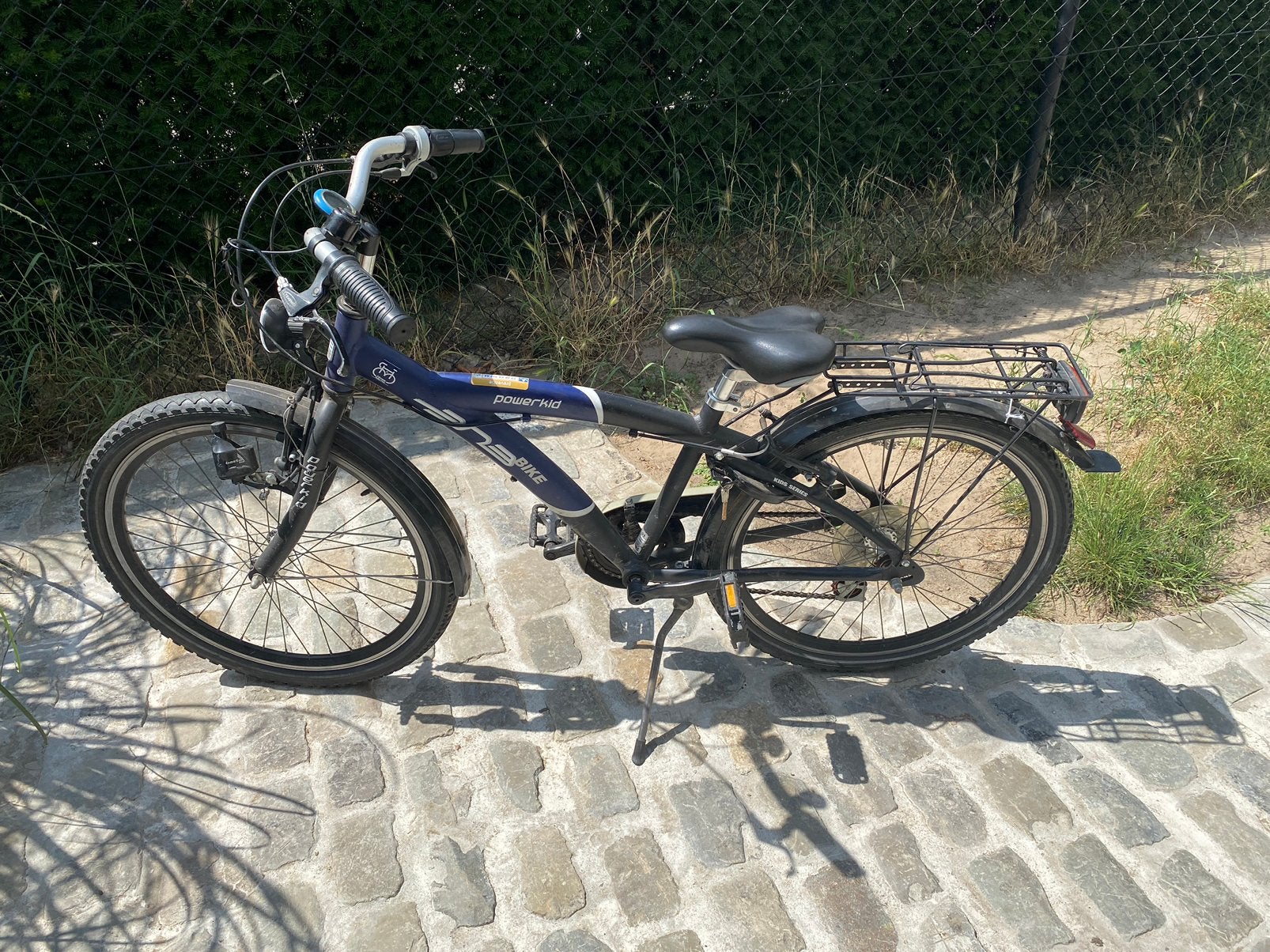 Jongensfiets blauw powerkid, Fietsen en Brommers, Ophalen, Velgrem, Versnellingen, Gebruikt