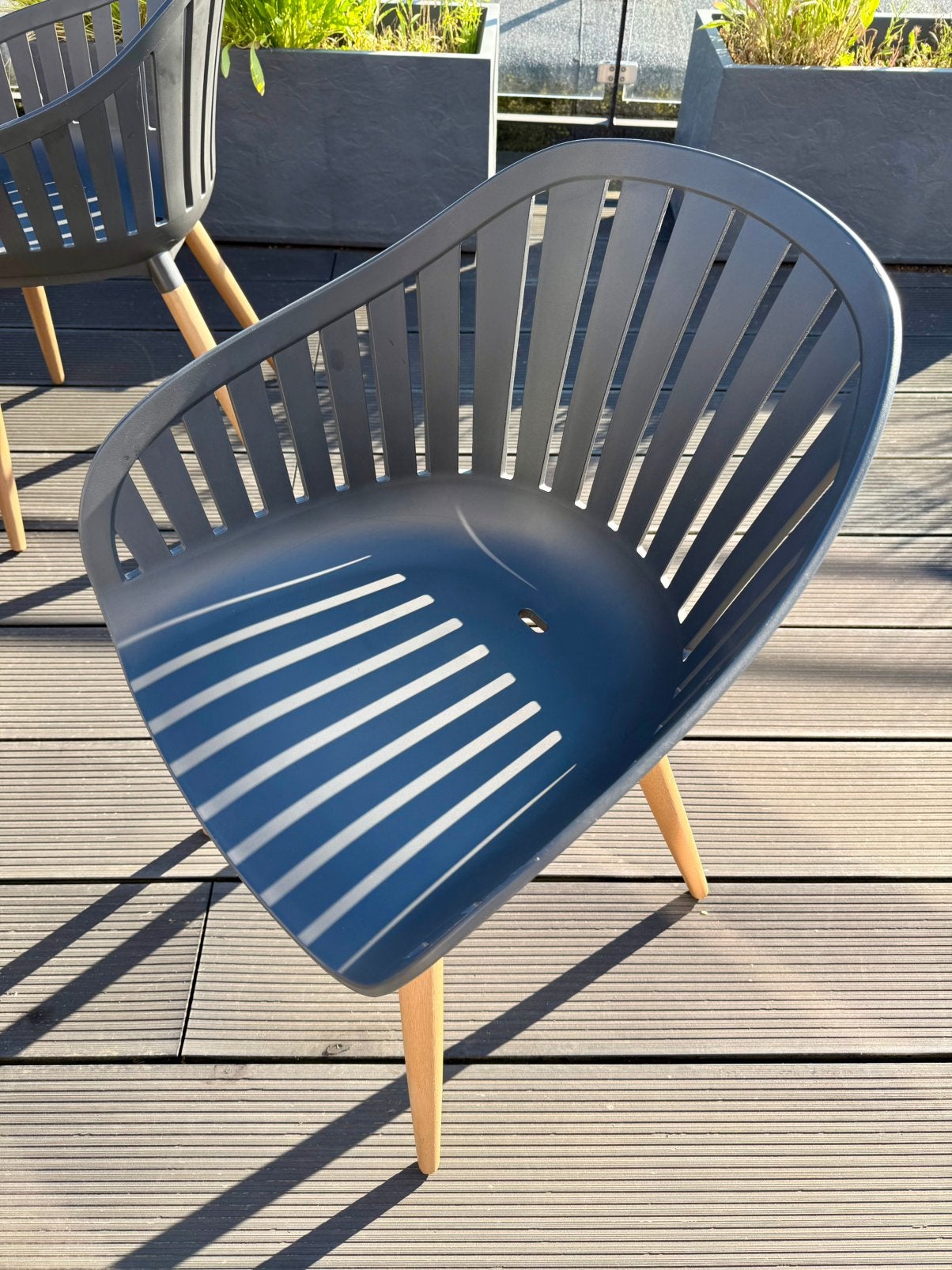 3 stoelen weerbestendig grijs, voor tuin of eetkamer, Jardin & Terrasse, Chaises de jardin, Enlèvement, Comme neuf, Synthétique