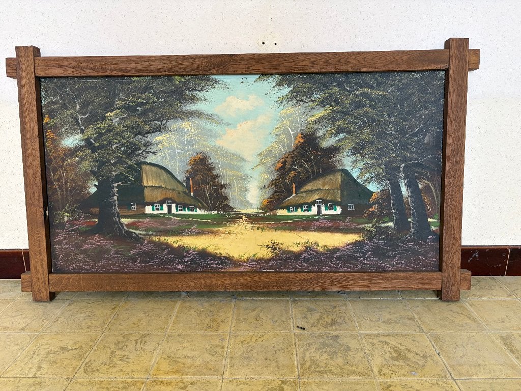 Houtenkader met schilderij landschap, Antiek en Kunst, Ophalen, Landschap