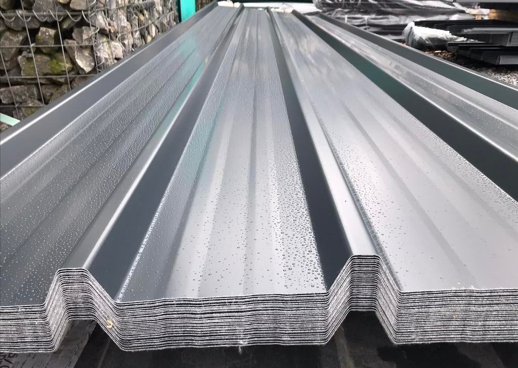 Tôle grise anthracite métallique profilée toiture en 6m, Doe-het-zelf en Bouw, Metalen, Ophalen of Verzenden, Nieuw, Overige metalen