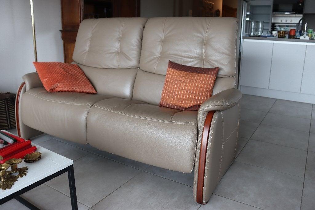 Canapé 2 places en cuir (peut être complété par un 3 places), 75 à 100 cm, Comme neuf, Enlèvement, Deux personnes