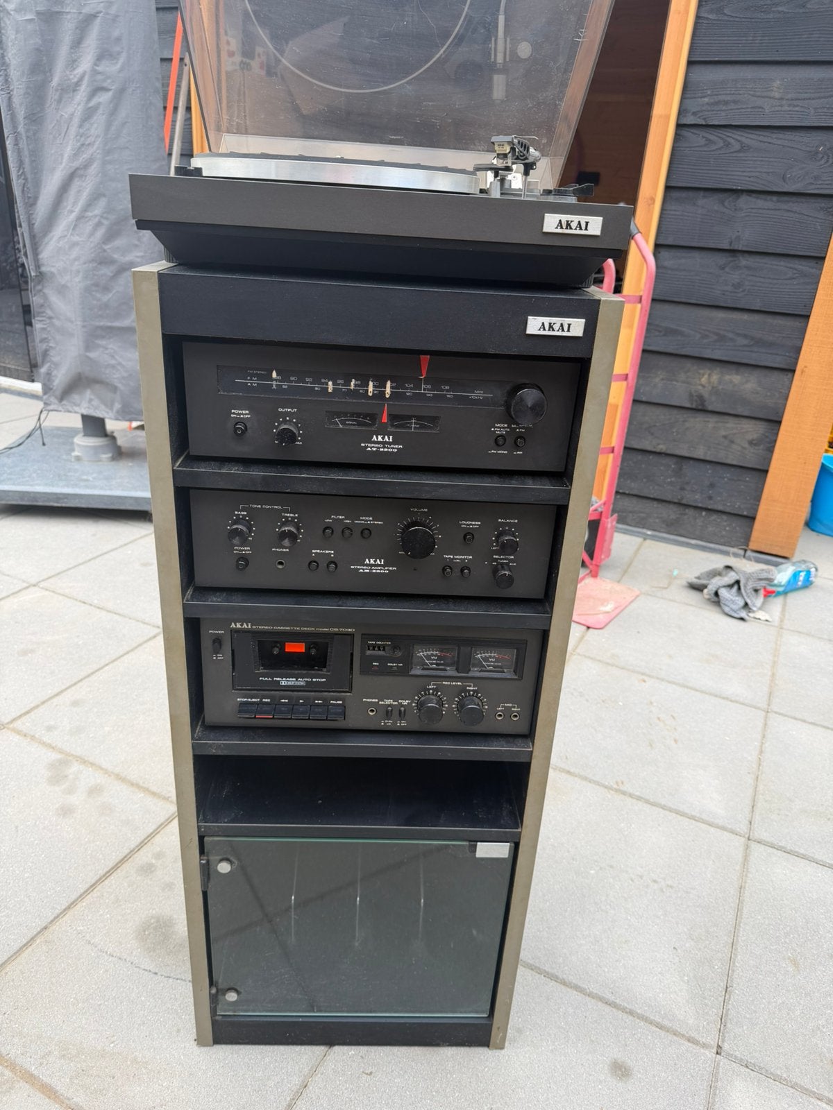 Akai vintage stereo installatie losse componenten in meubel, Audio, Tv en Foto, Ophalen, Cassettedeck, Losse componenten, Zo goed als nieuw