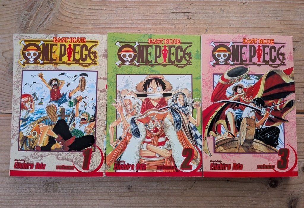 Lot van de eerste drie volumes van de mangaserie One Piece, Boeken, Strips | Comics, Ophalen of Verzenden, Zo goed als nieuw