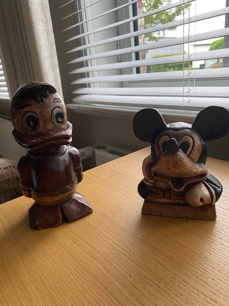 Retro Mickey en Donald Duck, Ophalen, Mickey Mouse, Zo goed als nieuw, Beeldje of Figuurtje