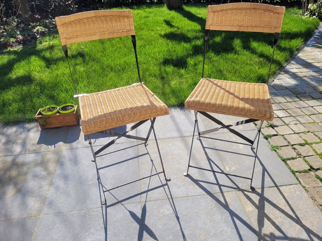 Parijse terrasstoeltjes, Tuin en Terras, Tuinstoelen, Ophalen, Gebruikt, Rotan