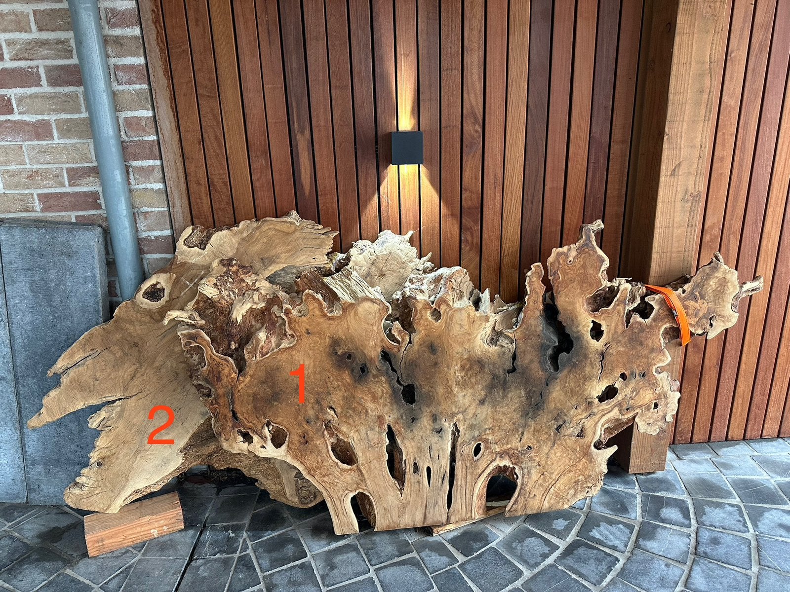2 racines/plateaux en bois d’olivier massif centenaire, Neuf, 50 mm ou plus, 200 à 250 cm, Autres essences de bois