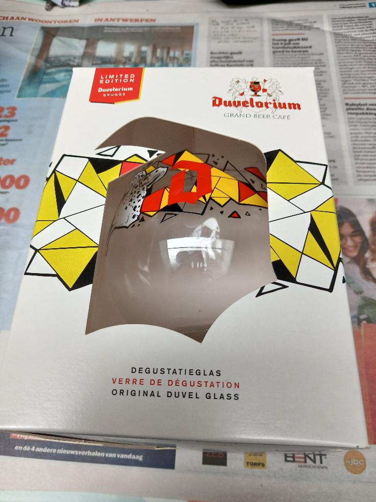 Duvel glas historium brugge, Verzamelen, Ophalen, Nieuw, Bierglas
