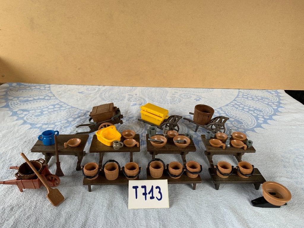 PLAYMOBIL: T713: LOT MEUBILAIR MIDDELEEUWEN, Enlèvement ou Envoi, Comme neuf, Pièces détachées, Château/Fort