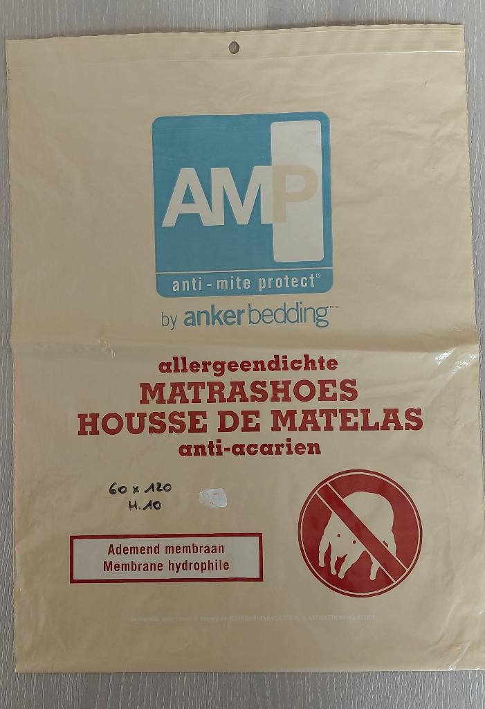 Matrasbeschermer allergeendicht 120x60x10 cm, Ophalen, Gebruikt, Wit, Overige typen