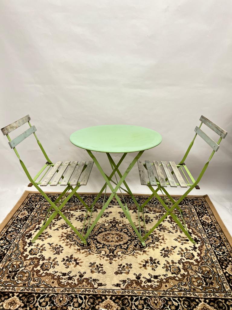 Table + chaises pliantes de jardin Vintage style Bistrot, Enlèvement, Utilisé, Métal