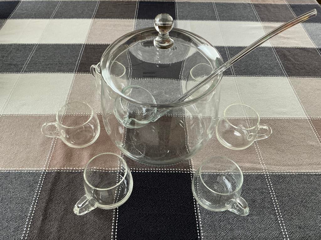 Glazen punchbowl set voor sangria/koude dranken, Ophalen, Zo goed als nieuw