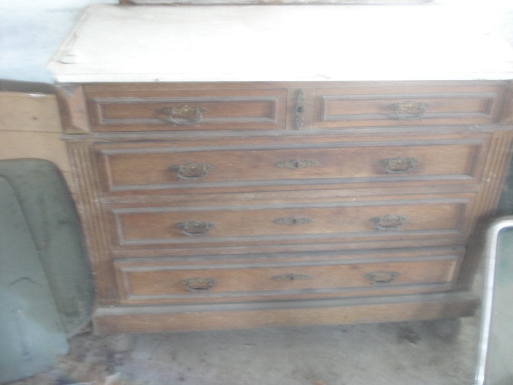 ancien meuble vasque en chêne avec plateau en marbre, Enlèvement