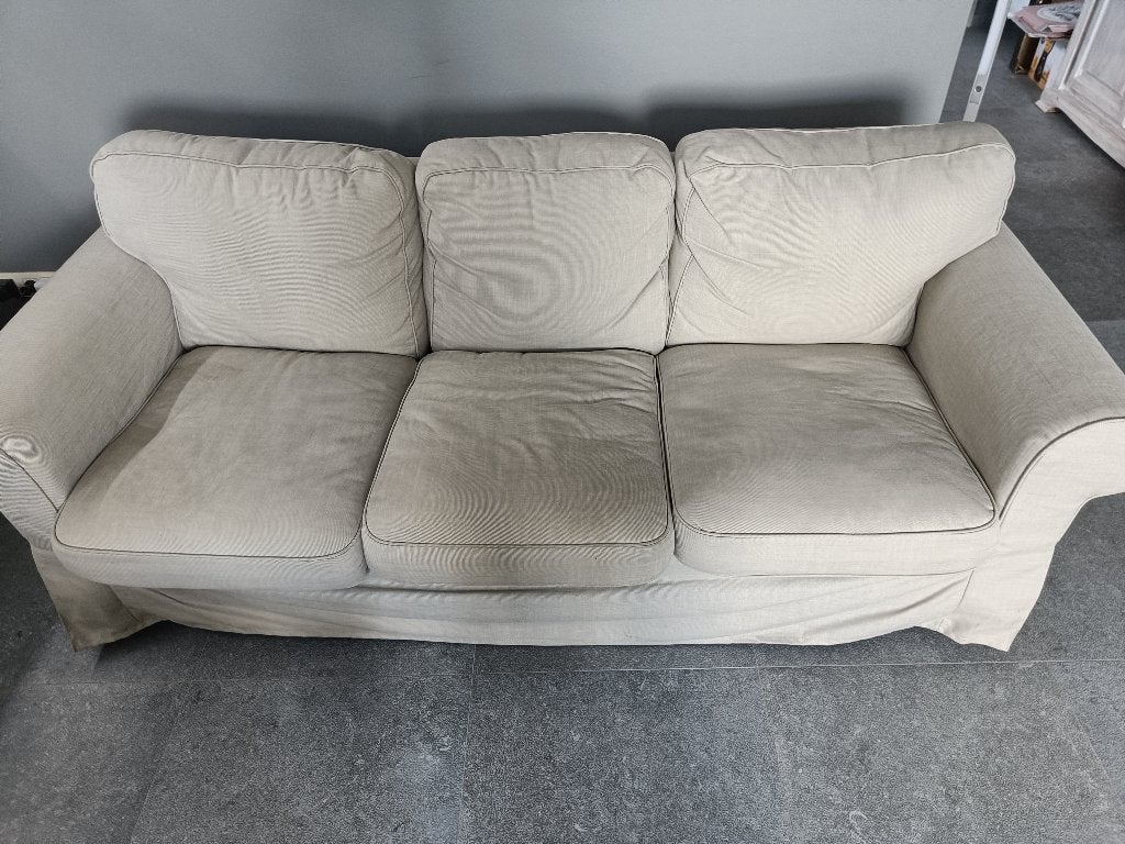Lange zetel en fauteuil, Huis en Inrichting, Zetels | Zetels, Ophalen, Gebruikt, Driepersoons, 75 tot 100 cm