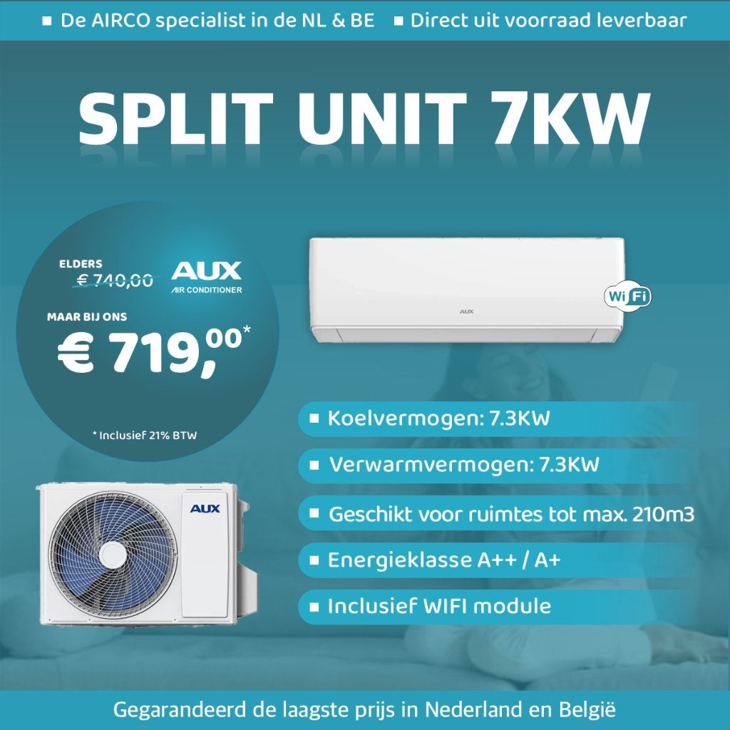 AUX Airco Split Unit 7kW + GRATIS WIFI - BESTE DEAL IN BE, Ophalen, Nieuw